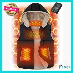 Graphene Heated Vest Modern Quilted Hooded Sleeveless Regular Fit Winter Wear